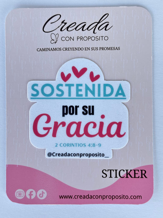 Sticker,Sostenida por su Gracia