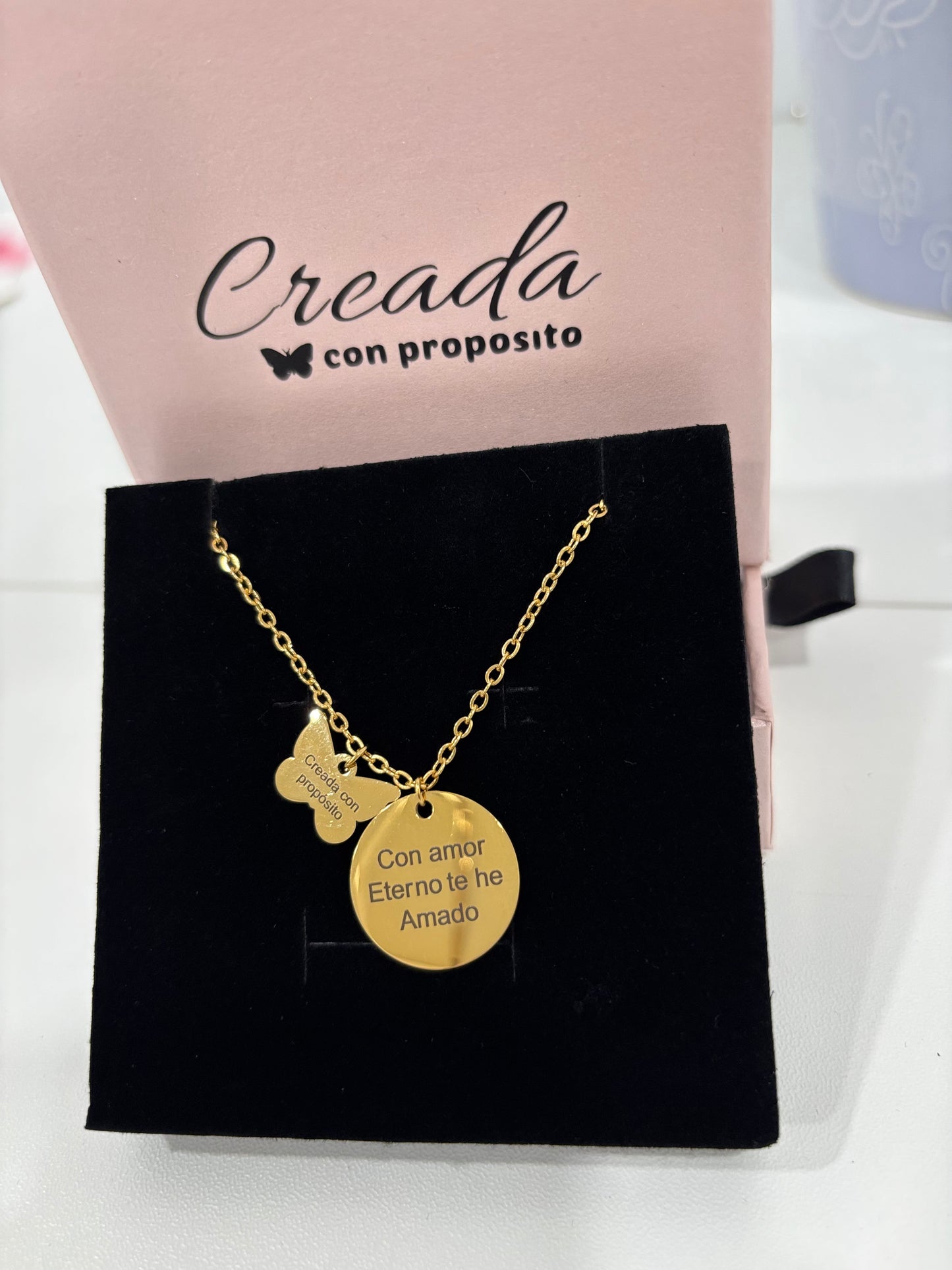 Cadena ,con amor eterno te he amado(con mariposa)