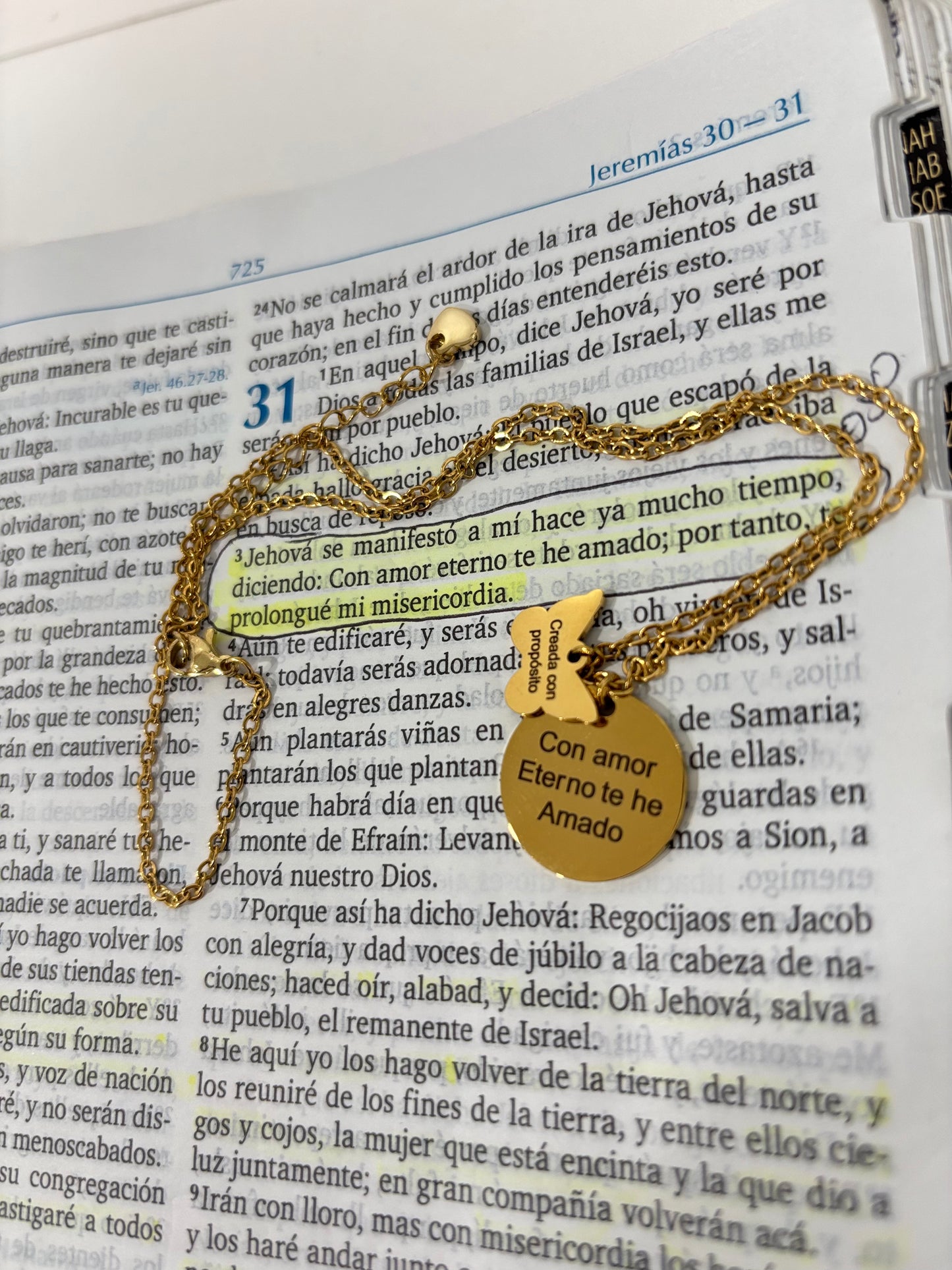 Cadena ,con amor eterno te he amado(con mariposa)