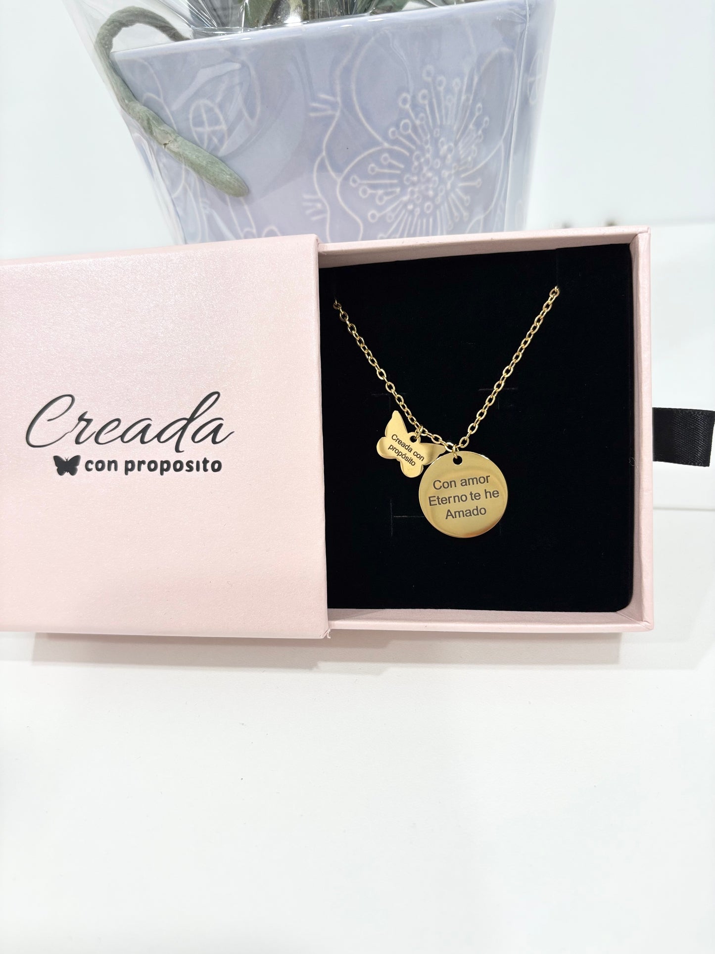 Cadena ,con amor eterno te he amado(con mariposa)